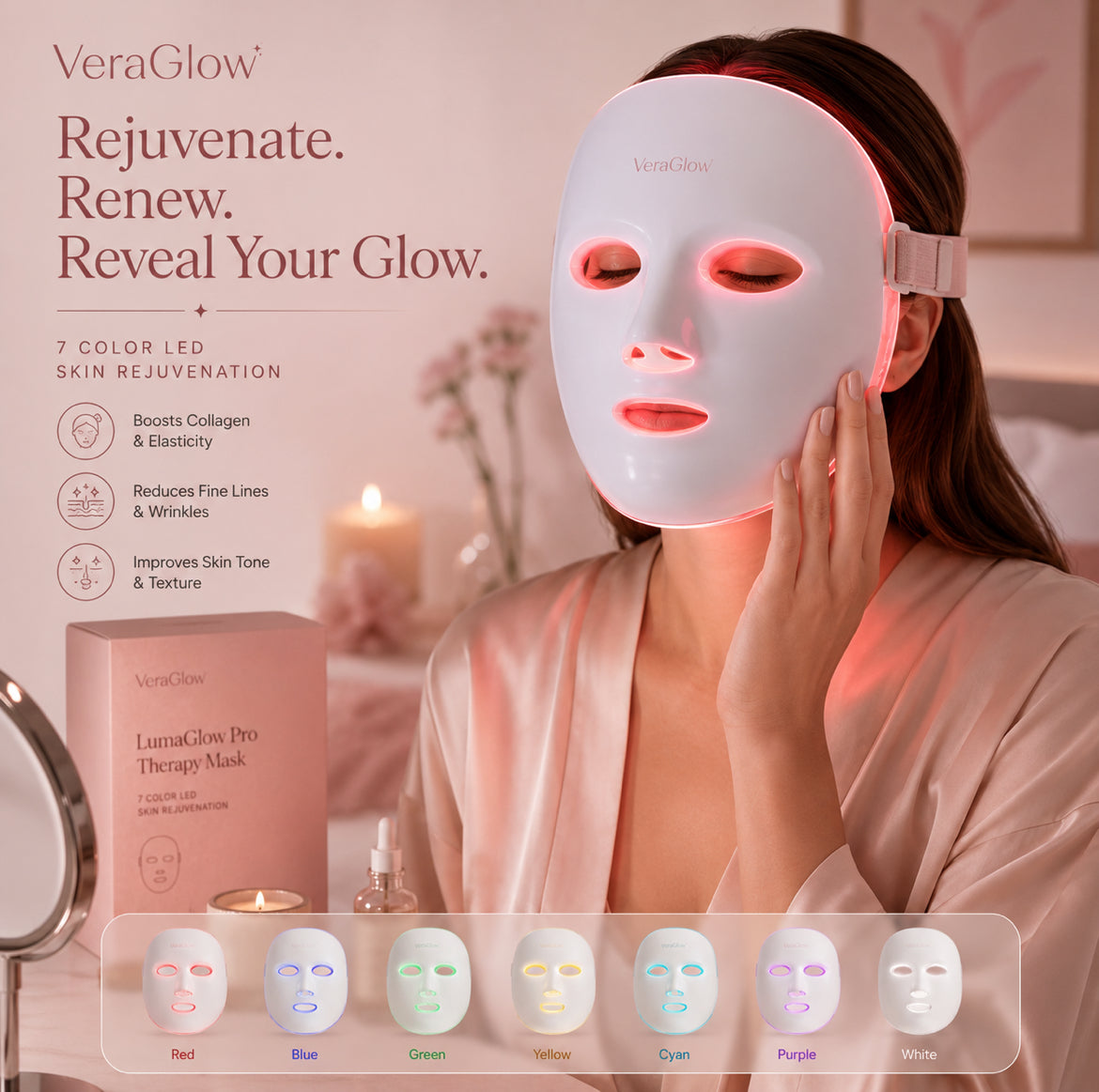 LumaGlow Pro Therapy Mask — 7-Color LED Skin Rejuvenation