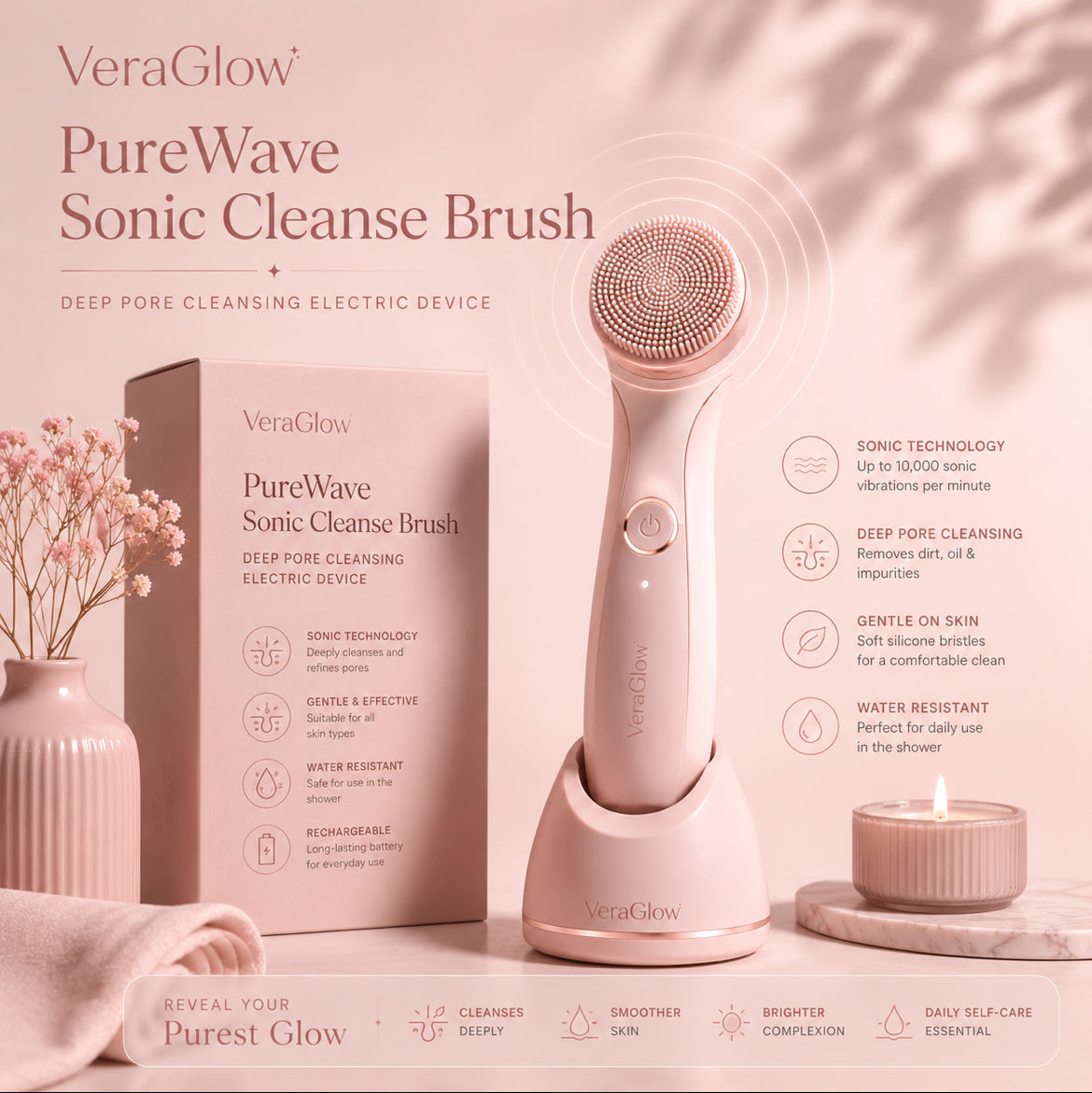 PureWave Sonic Cleanse Brush — Deep Pore Cleansing Device