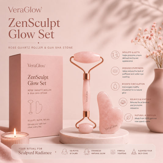 ZenSculpt Glow Set — Rose Quartz Roller & Gua Sha Stone